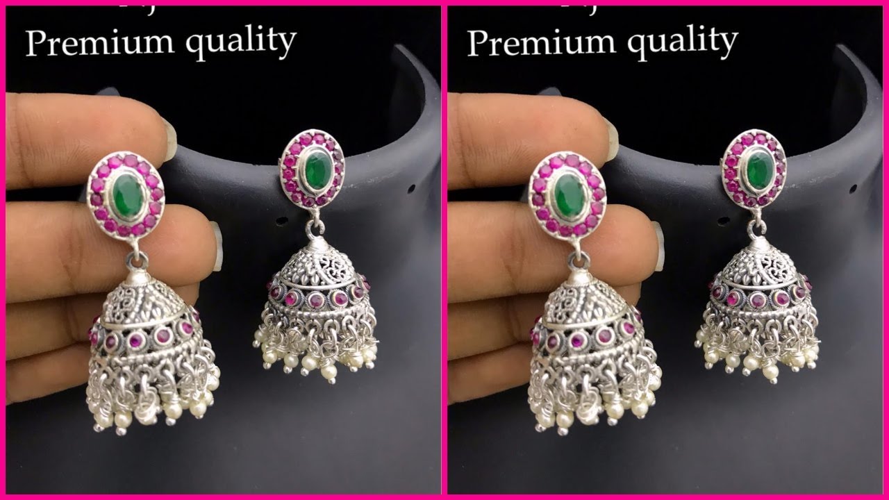 Latest silver jhumkas buy online || with price silver earrings