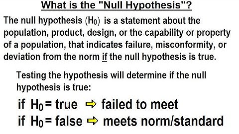 Statistics: Ch 9 Hypothesis Testing (3 of 35) What is the "Null Hypothesis"?