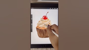 Drawing a cupcake using digital watercolor #procreate