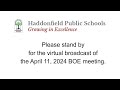 Haddonfield BOE April 11, 2024 Regular Meeting