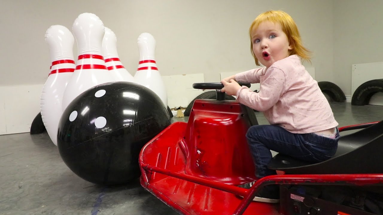 GIANT BOWLING WITH A GOCART!!! YouTube