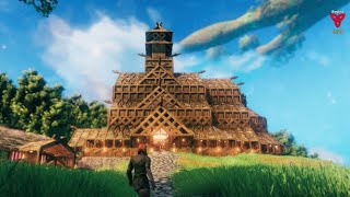 Large Valheim Build - Three Story Mead Hall With Spire
