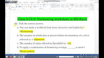 IT PLANET CLASS-6 CH-6 FORMATTING WORKSHEET IN MS EXCEL|| EXERCISE SOLUTION