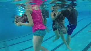 Drown Proofing: Cadets using ACU pants as flotation devices.