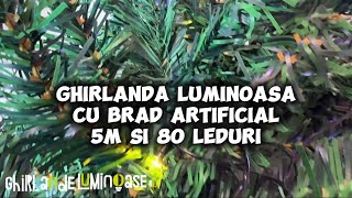 Ghirlanda Luminoasa Cu Brad Artificial 5M Si 100 Leduri, Lumina Calda, Cu Baterii, De Exterior