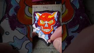 Filling in background color on Bat Skull Holiday Halloween Ornaments for small business inventory