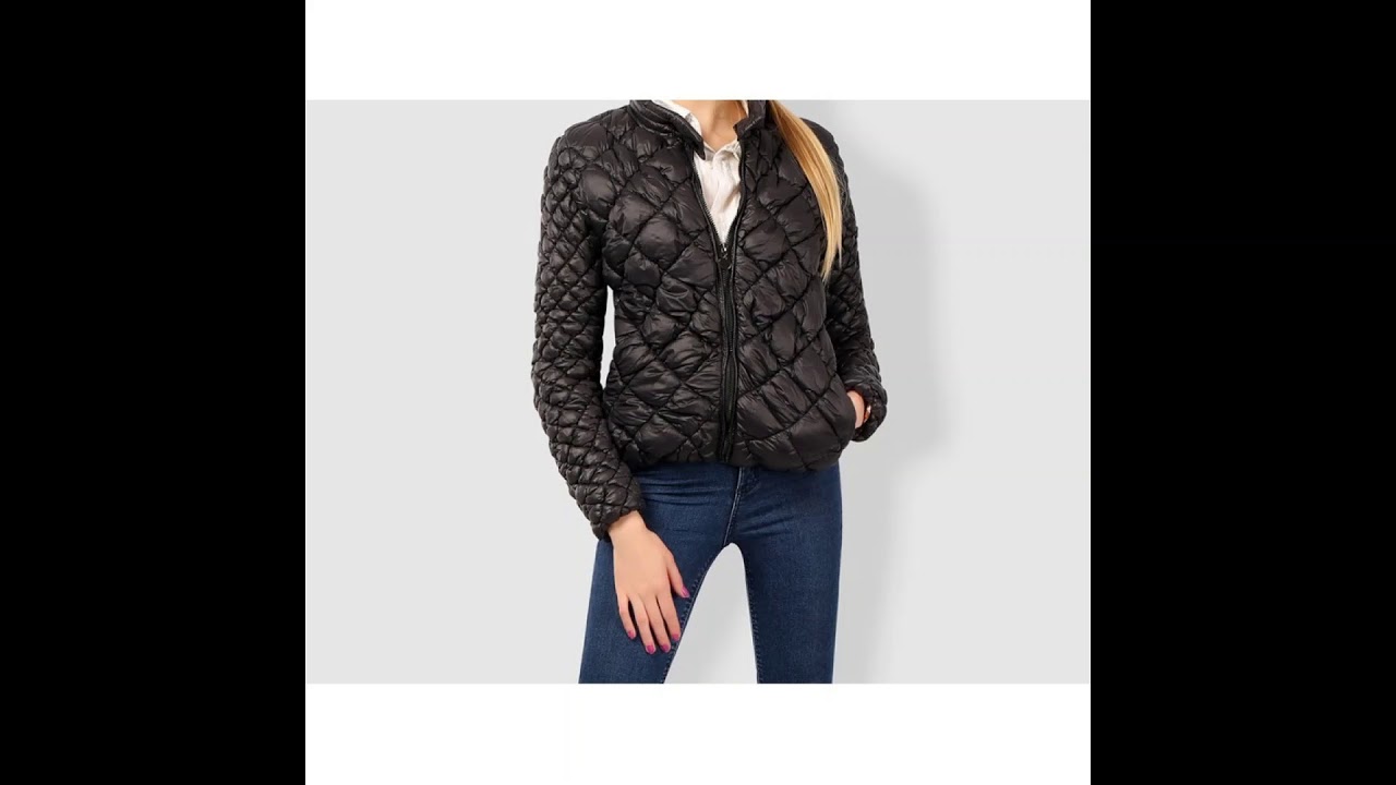 Coutudi 2018 New Womens Warm Spring Jacket Solid Black Female Coats Cotton Wadded Short Slim Parka C