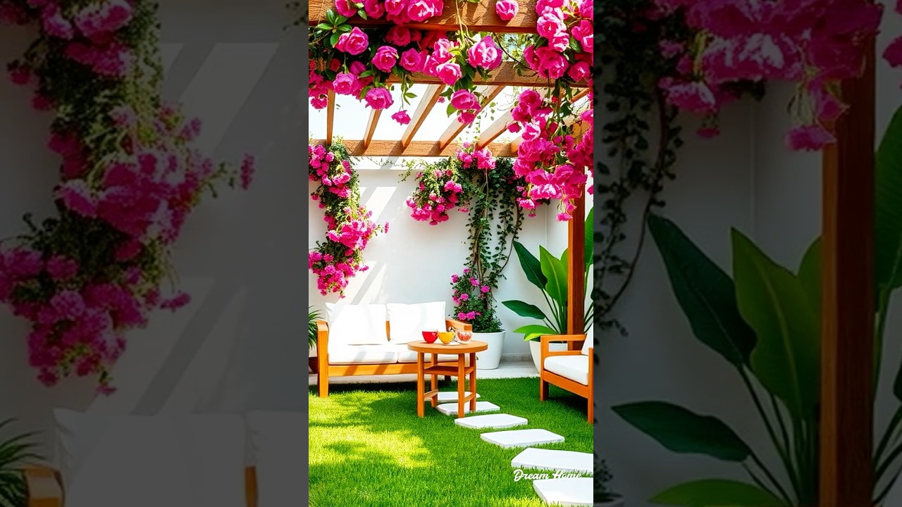 Peaceful Garden Corner with Flowers 