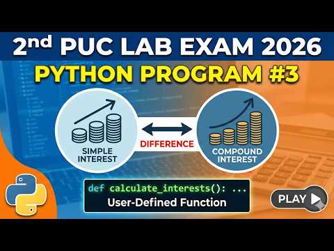 3) 2nd PUC Lab Program | To calculate simple interest and compound interest, and their difference.
