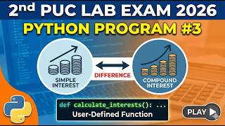 3) 2nd PUC Lab Program | To calculate simple interest and compound interest, and their difference.