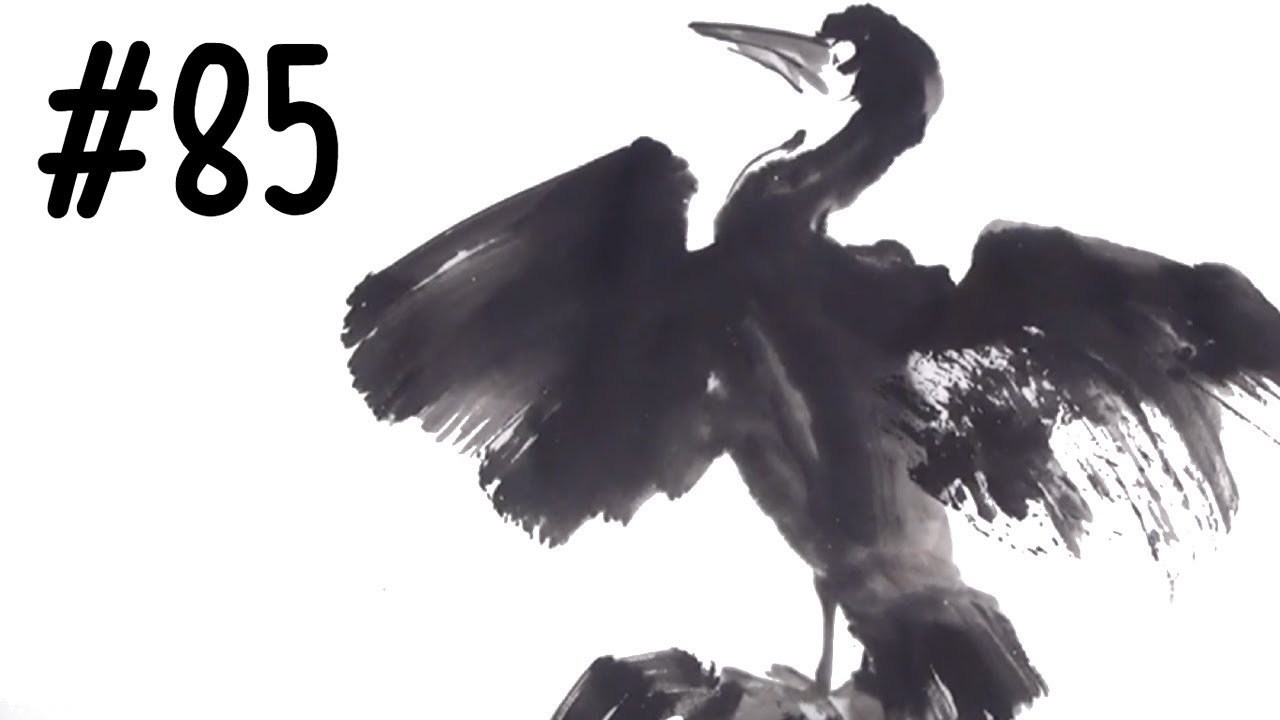 水墨画＆ミュージック】鵜（ウ）を描く♪ - YouTube