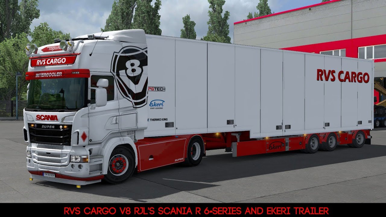Scania Rvr RVS Cargo V8 RJL's Scania R 6 series and Ekeri trailer - YouTube