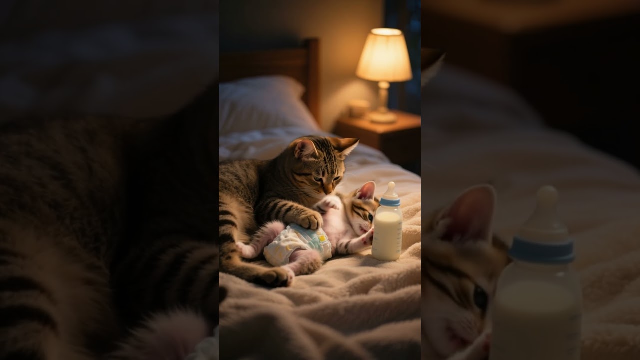 Baby Kitten in a Diaper Acts Like a Real Human Baby 😂🐱🍼