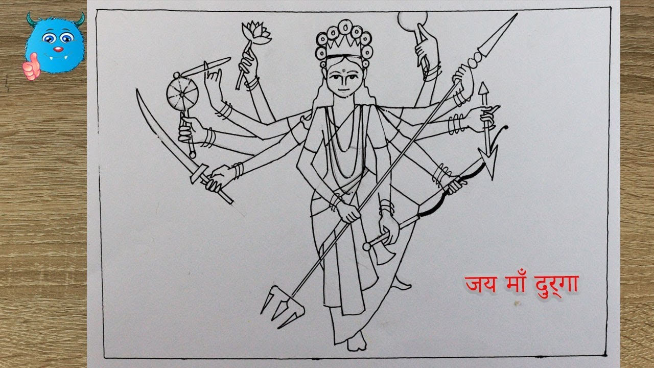 How to draw Durga Maa easy || pencil drawing of Durga Devi images - YouTube