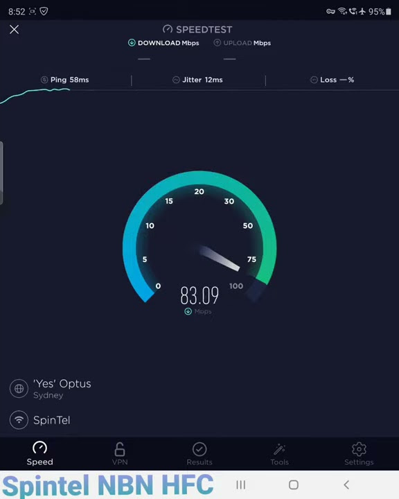 Spintel NBN HFC connection speed test 8pm YouTube