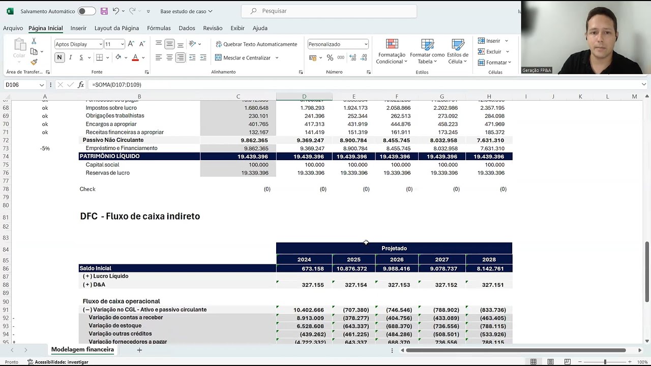Modelagem Financeira: Construindo a modelagem do zero em Excel e integrando DRE, BP e DFC indireto!