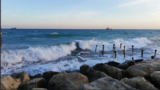 Sea waves on the beach at Limassol Cyprus // Windy Day // Global Nepal1