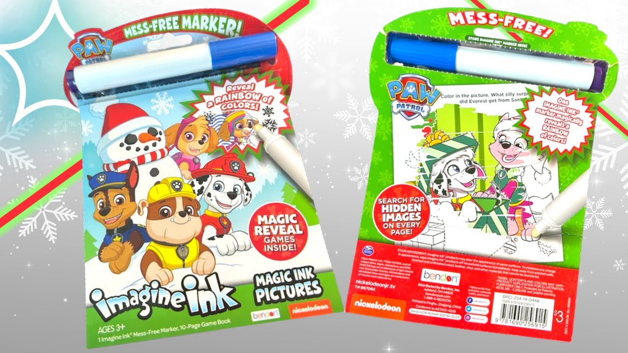 PAW PATROL Winter Holiday Coloring Toys! Unbox & Color Imagine Ink ...