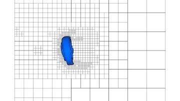 Liquid drop in airflow - refinement level 7
