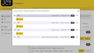 JCT Construct video 8: download a comparison document and version-to-version comparison