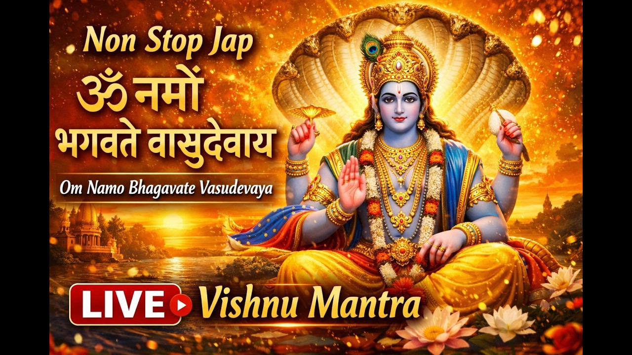 Non Stop Jap ॐ नमो भगवते वासुदेवाय | Om Namo Bhagavate Vasudevaya | Live | Vishnu Mantra