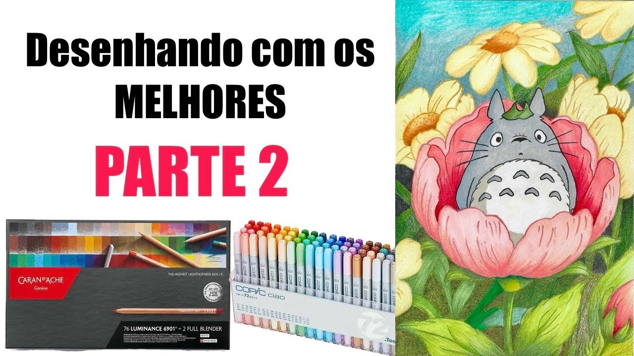 Desenhando o Totoro com COPIC CIAO, lapis de cor CARAN Dache, DERWENT, PRISMACOLOR - PARTE 2