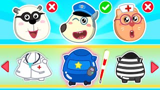 : Body Puzzle Game Challenge| Where Is Police Body Song| Kids Songs & Nursery Rhymes by Wolfoo Friends