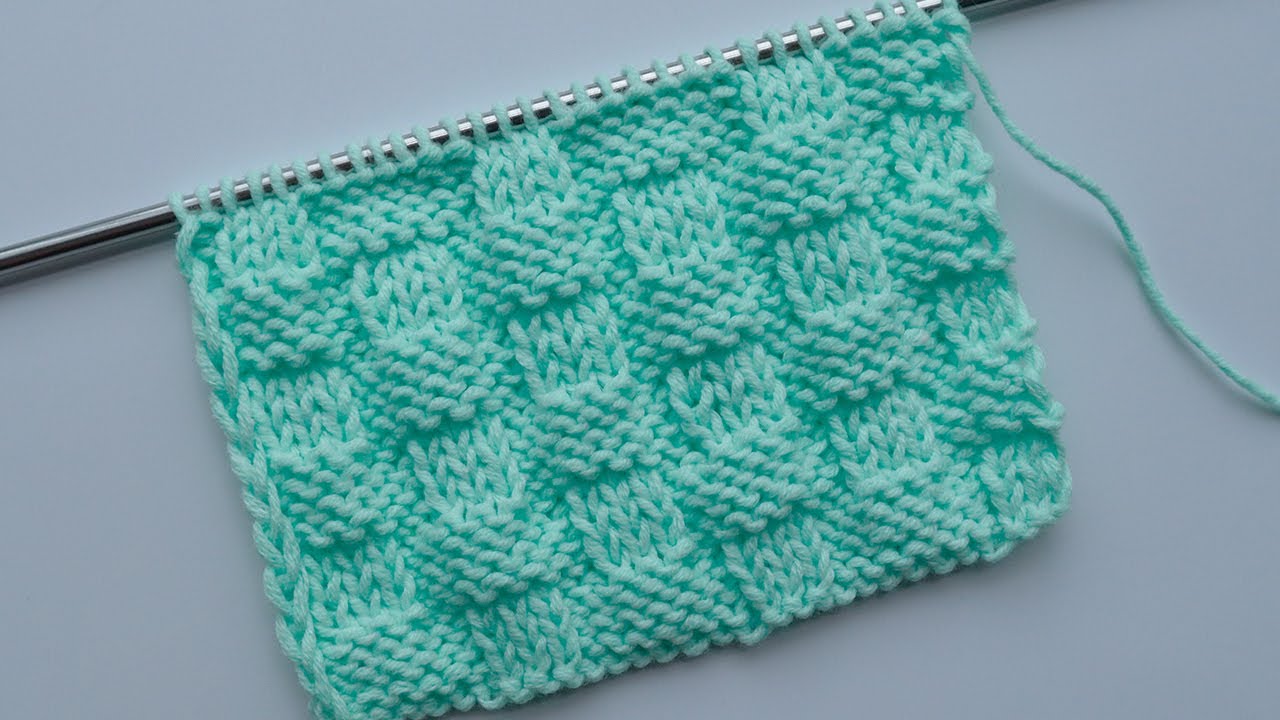 棒针编织|华夫格花型|简单的上下针花样|KNIT STITCH PATTERNS FOR BEGINNING KNITTERS - YouTube