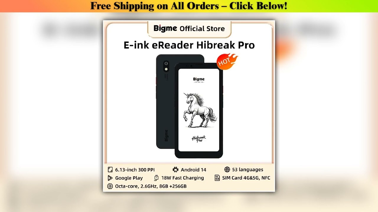 Bigme Hibreak Pro Ebook Reader 6.13 E-ink Screen 300PPI, Dimensity 1080 CPU, 8GB+256GB, Android 14