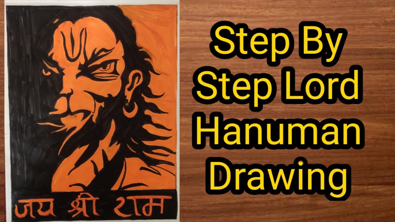 Hanuman Ji Drawing Step by Step | Easy Bajrangbali drawing with ...