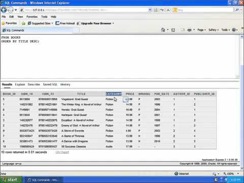 14 SQL with Oracle 10g XE   Using ORDER BY to Sort Data with SELECT
