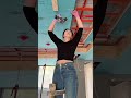 Woman Carpenter Installing Drywall Ceiling #usashorts #woodworking