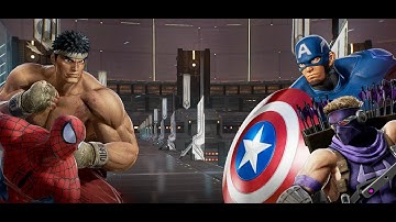 RYU & SPIDER MAN VS CAPTAIN AMERICA & HAWKEYE
