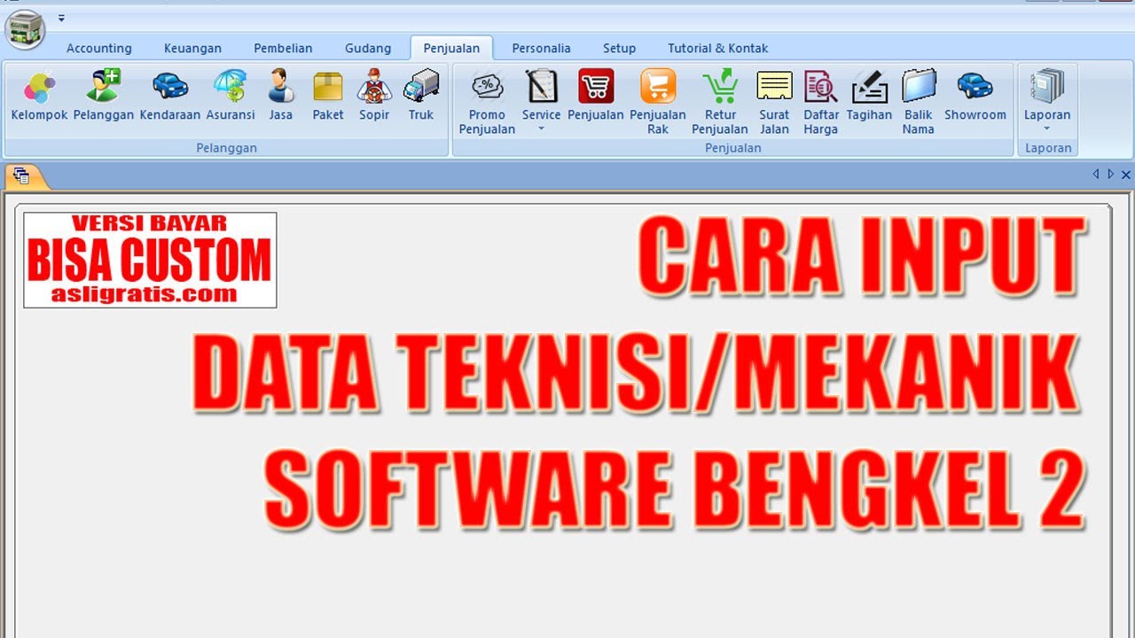 CARA INPUT DATA TEKNISI/MEKANIK SOFTWARE BENGKEL 2 - YouTube