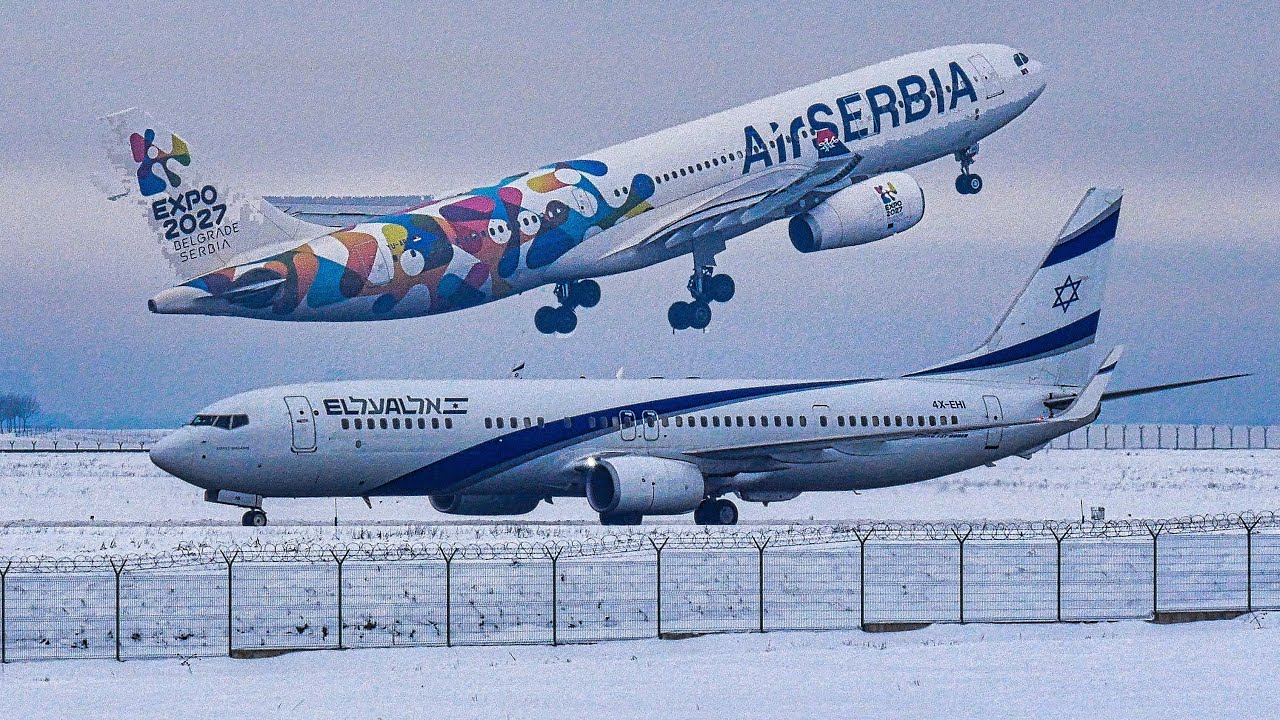 Belgrade Airport Snowfall Operations 🇷🇸 Diversion, Hard Landings, Takeoffs + MORE