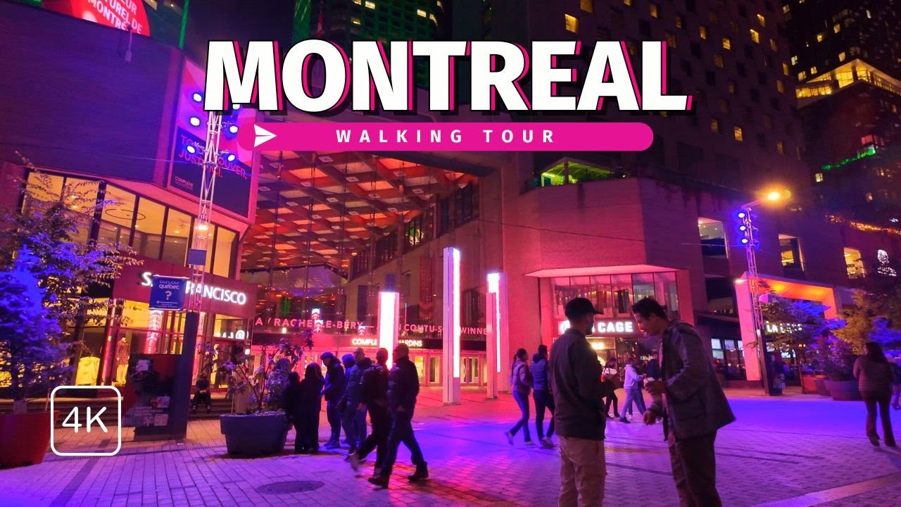 4K November Night Walk in Montreal, Canada 🇨🇦 | Downtown, Chinatown & Old Port Walking Tour