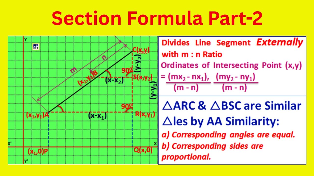 Sectional Formula Part-2 (Line Segment Divides Externally with m : n ...