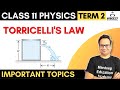 Torricelli's Law Class 11 Derivation Physics Term 2 || Chapter 10 Mechanical Properties of fluids