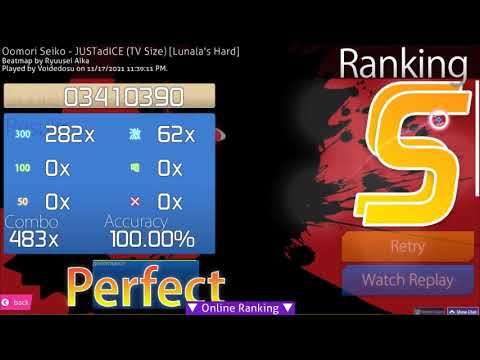 Oomori Seiko - JUSTadICE (TV Size) [Lunala's Hard] No-mod SS [3.92*, 78pp]