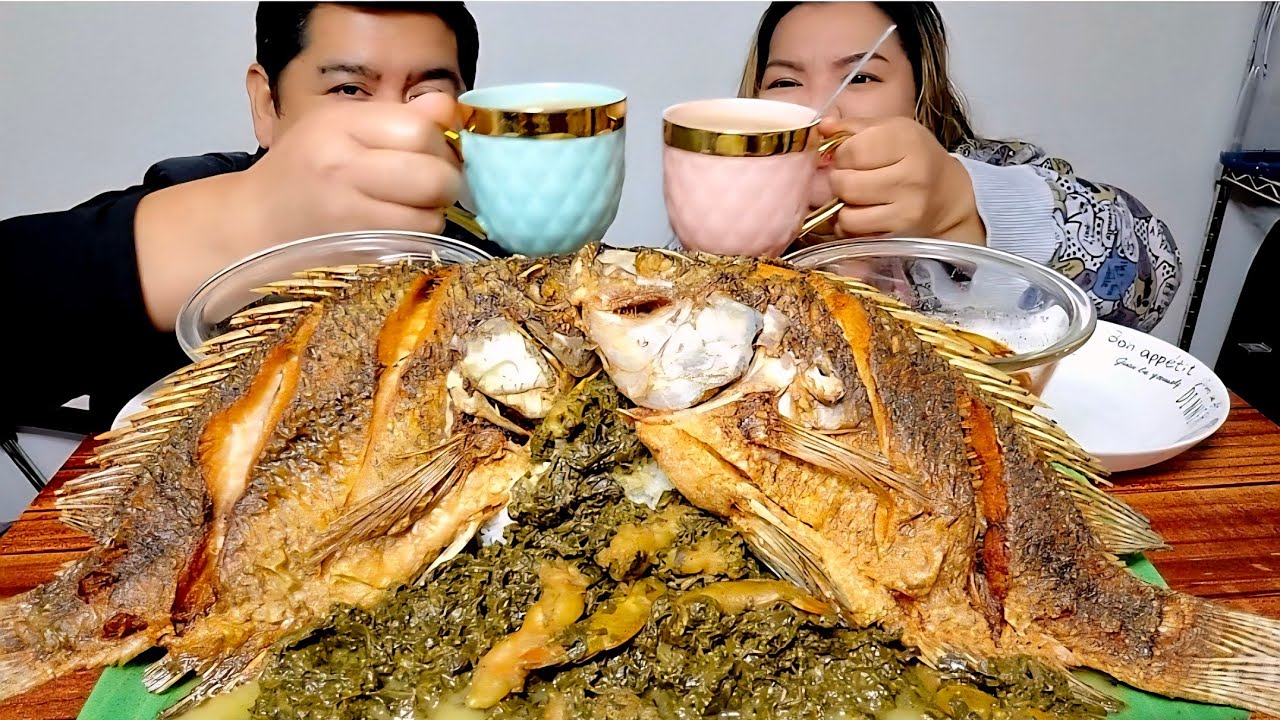 CRISPY FRIED TILAPIA AT GINATAANG LAING | MUKBANG ASMR | FILIPINO FOOD 