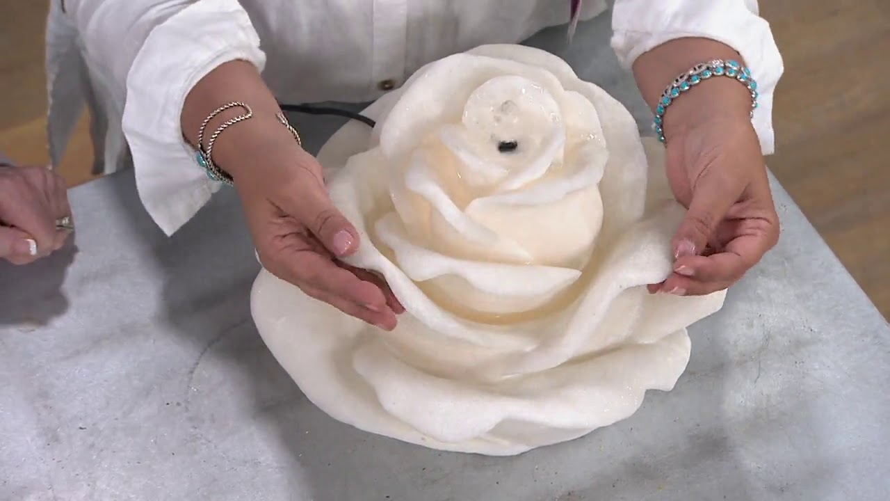 Barbara King Illuminated Flower Sandstone Water Fountain on QVC YouTube