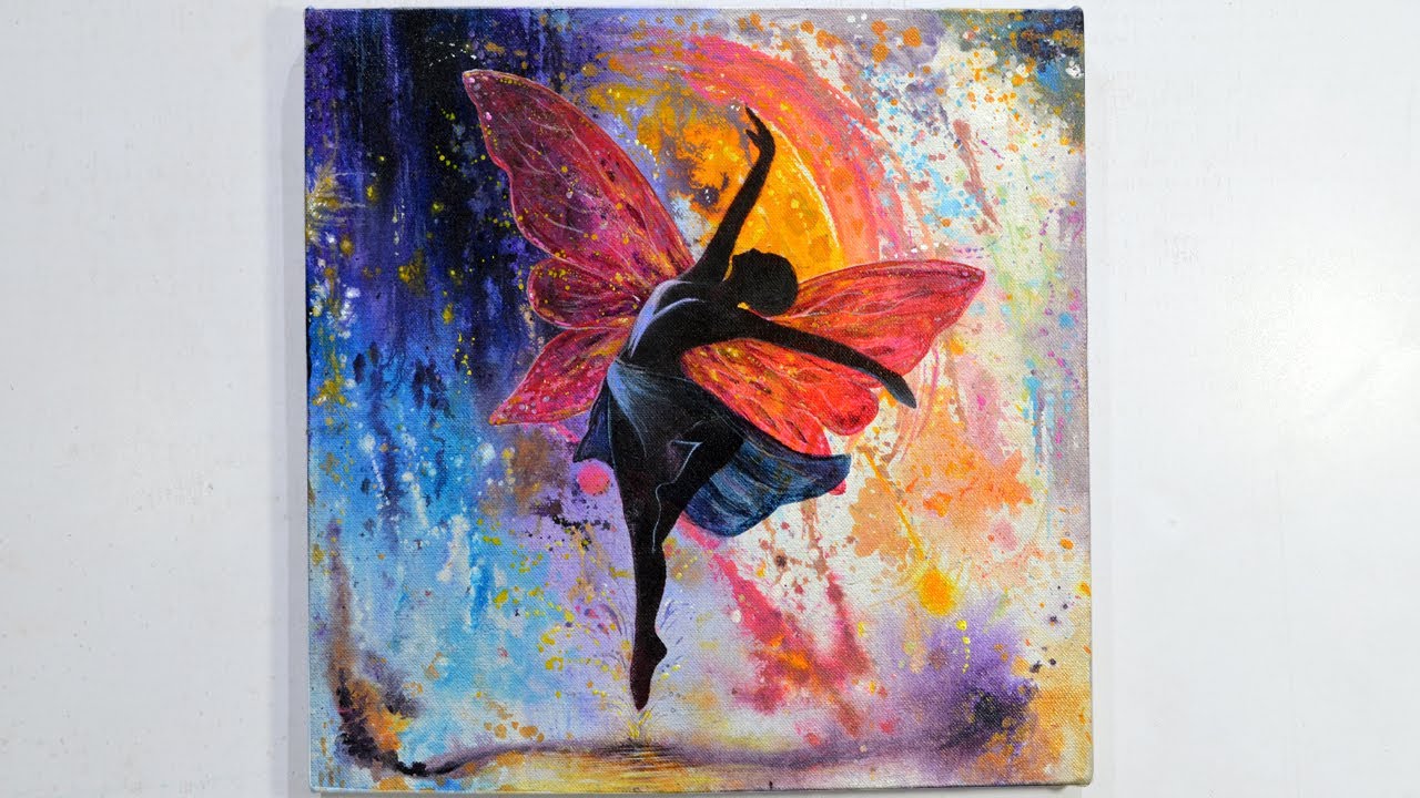 Abstract Acrylic Painting / With A Hack For Beginners / Step By Step Easy Tutorial of Dancing Girl