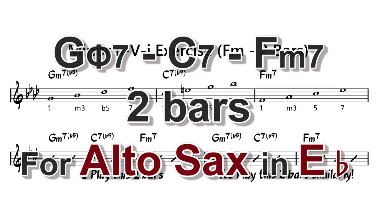 [ Gm7b5 C7 Fm7 ] 2 Bars ii V i Exercises for Alto Sax in Eb YouTube