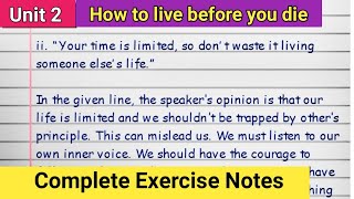 How To  Before You Die Exercise  Class 11 English  Questions Answers