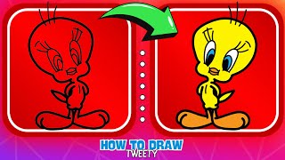 Best Method in 2023 | You Will Learn How to Draw Tweety | Easy Looney Tunes Drawing Tutorials