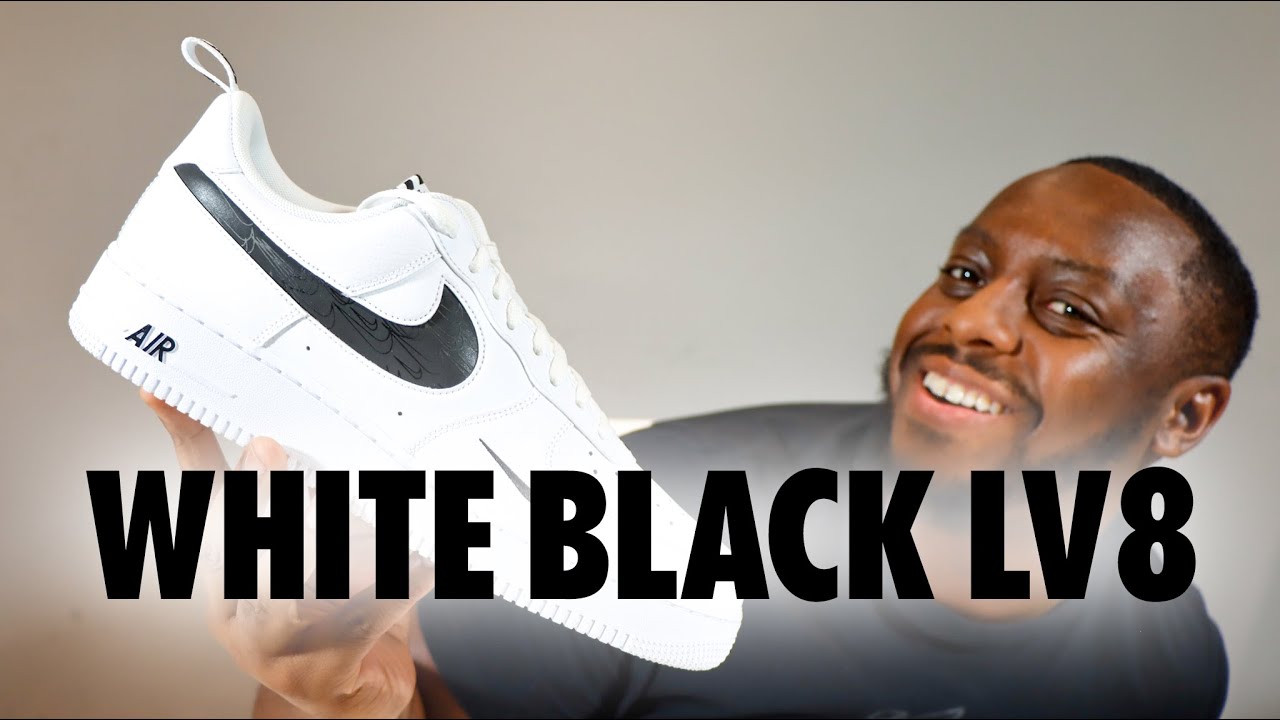 Air Force 1 White Black Reflective LV8 3M On Foot Sneaker Review  QuickSchopes 580 Schopes FV1320 100 