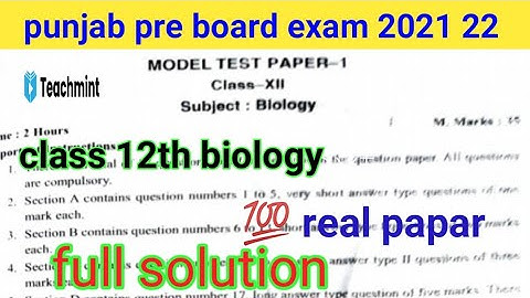 #pseb class-12th biology paper pre board exam 2022 february 2022 |12th biology real paper  teachmint