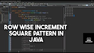Rowwise Increment Square Pattern inTamil | Pattern |#javatamil#coding#java#programming #javabasics