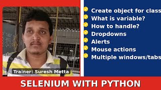 Selenium with Python | Dropdowns, Alerts, Mouse Actions, Multiple Windows ,Variable|Suresh Metta|