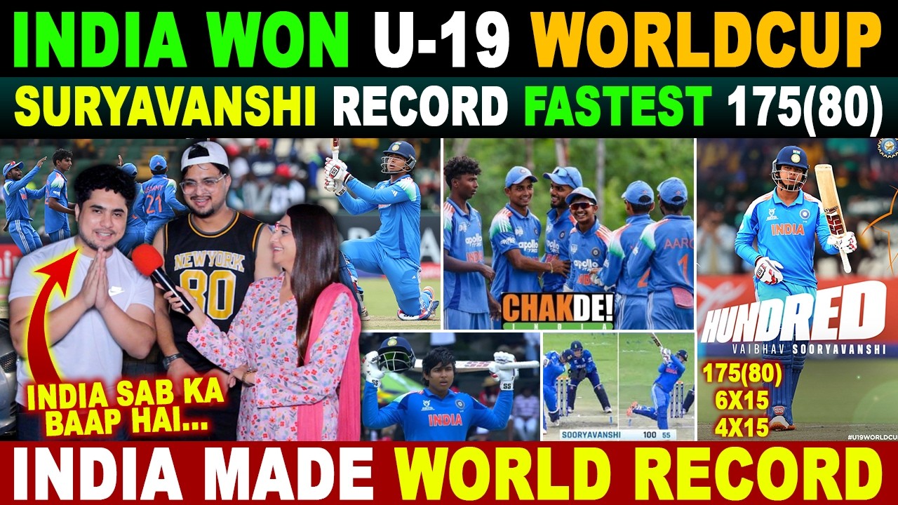 IND WON U-19 WORLDCUP 🔥 RECORD FASTEST 411 IN WORLDCUP FINAL | SURYAVANSHI 175(80) | PAK REACTION